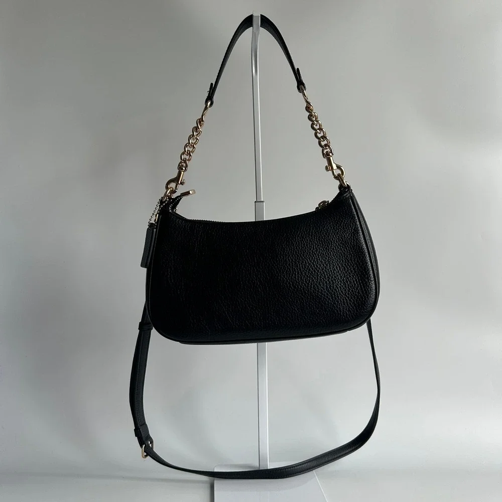 Coach Teri Black Pebbled Leather Shoulder Bag CV934 Excellent - Picture 2 of 7